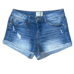 Mudd Flex Stretch Women’s Shortie Distressed Blue Jean Shorts SIZE 3